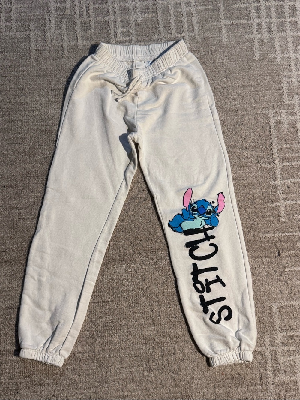 Zara Kids x Disney Cream Sweatpants with Stitch Graphic size 13-14